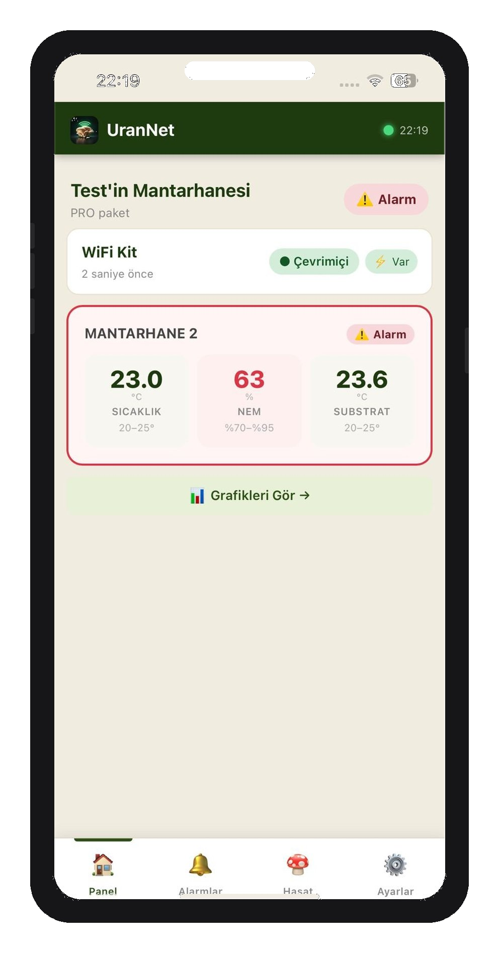 UranNet mobil uygulama